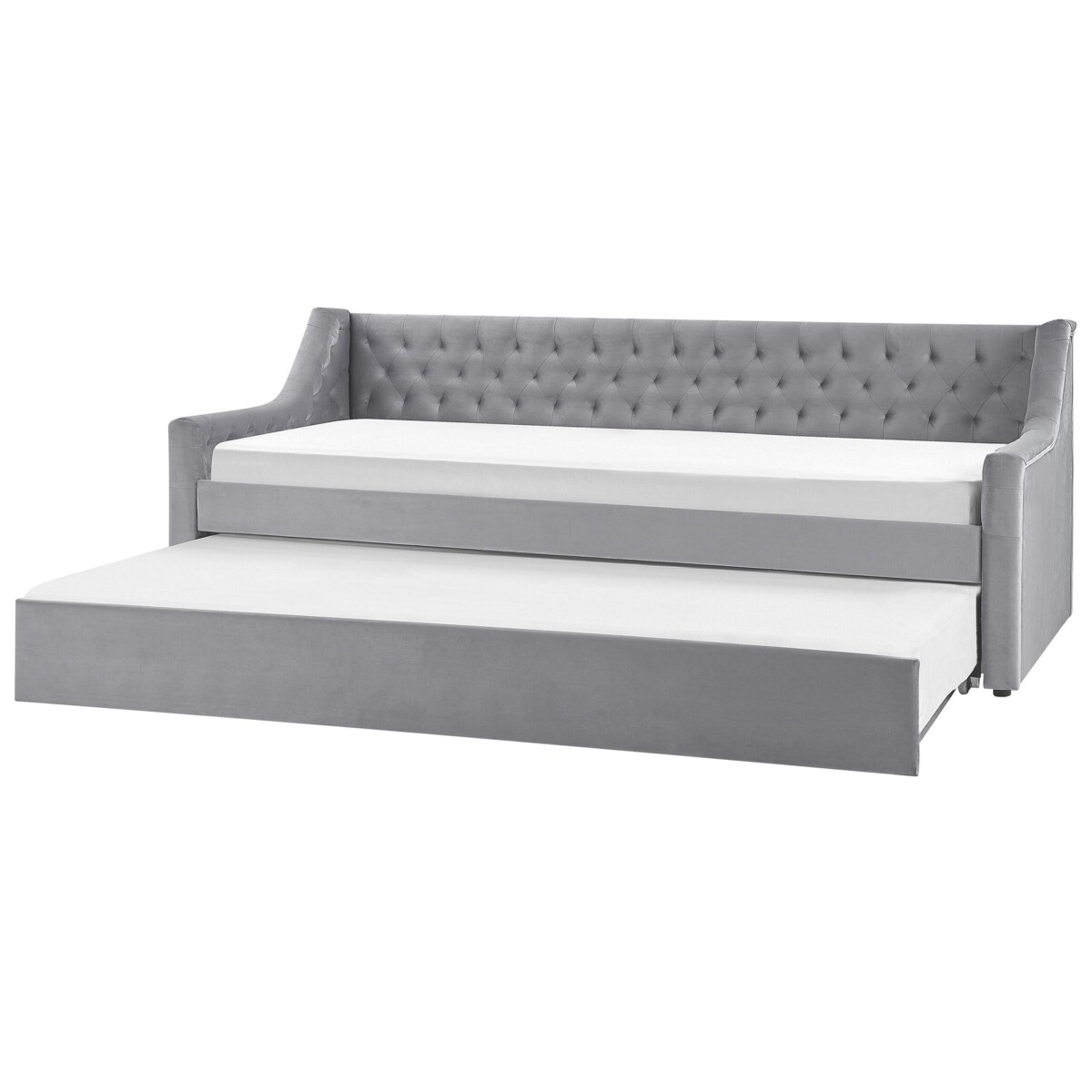 Łóżko wysuwane welurowe 90 x 200 cm szare MONTARGIS