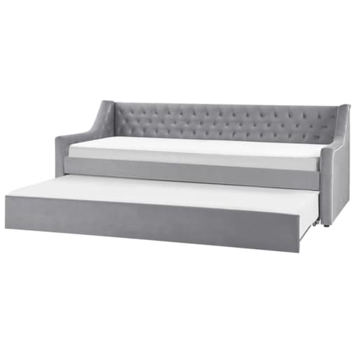 Łóżko wysuwane welurowe 90 x 200 cm szare MONTARGIS
