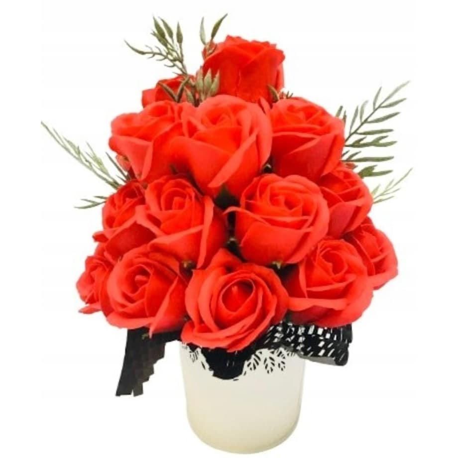 BUKIET KWIATY Z MYDŁA pachną róża czerwona na prezent upominek dla bliskich