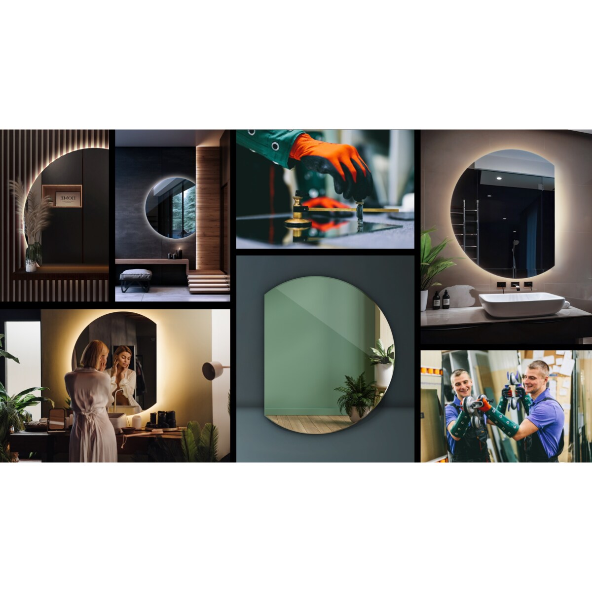 Lustro LED ścięty okrąg 70x80 cm - światło zimne