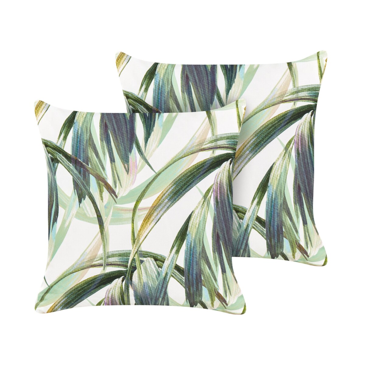 2 poduszki ogrodowe wzór w liście 45 x 45 cm zielone z białym CALDERINA