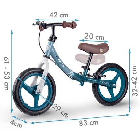 Rowerek biegowy dla dzieci rower dziecięcy lekki Fun Adventure Ricokids niebiesko-biały