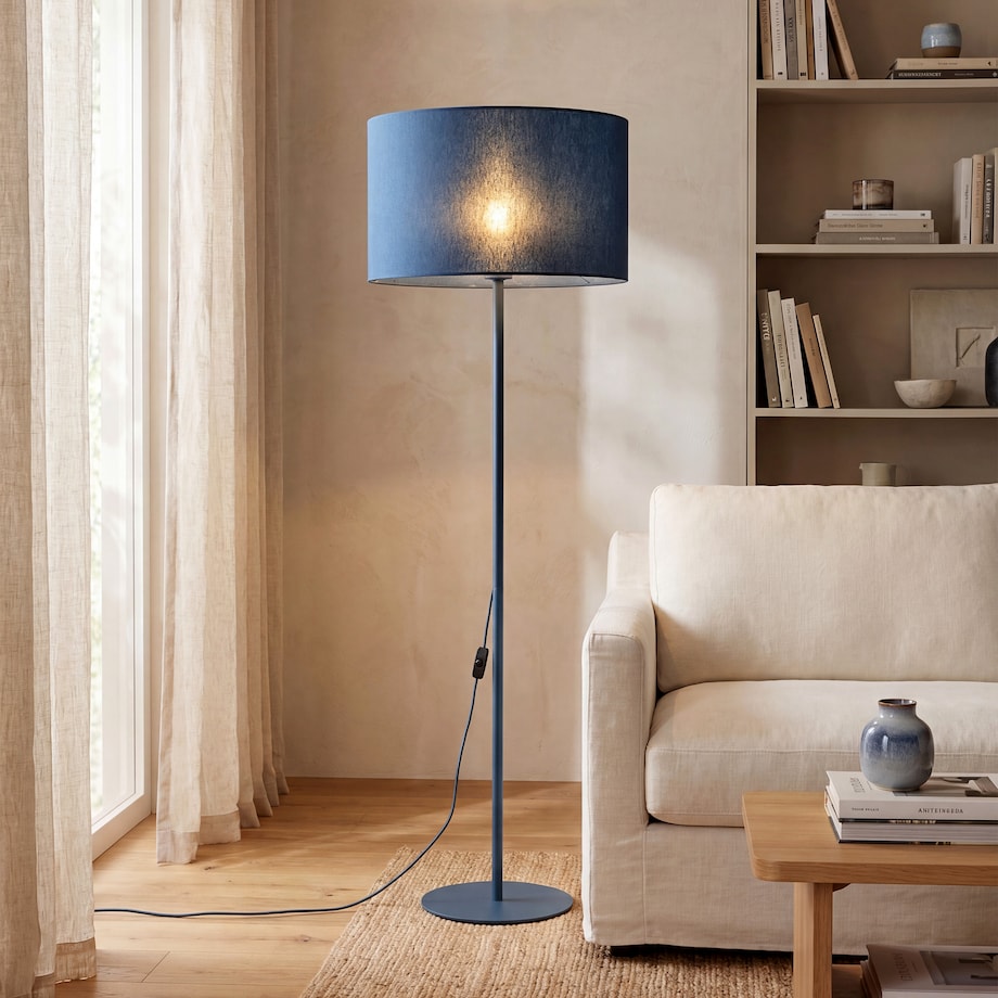 Lampa Stojąca Tk Lighting Dalum Granatowa Podłogowa 1Xe27 Abażur 50Cm, Wysokość 151Cm