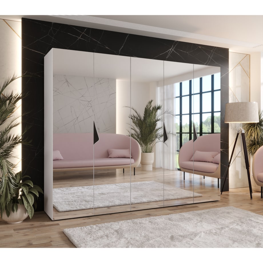 Szafa uchylna z lustrem Sandi 3 250 wys 202 cm Biały + u Czarny