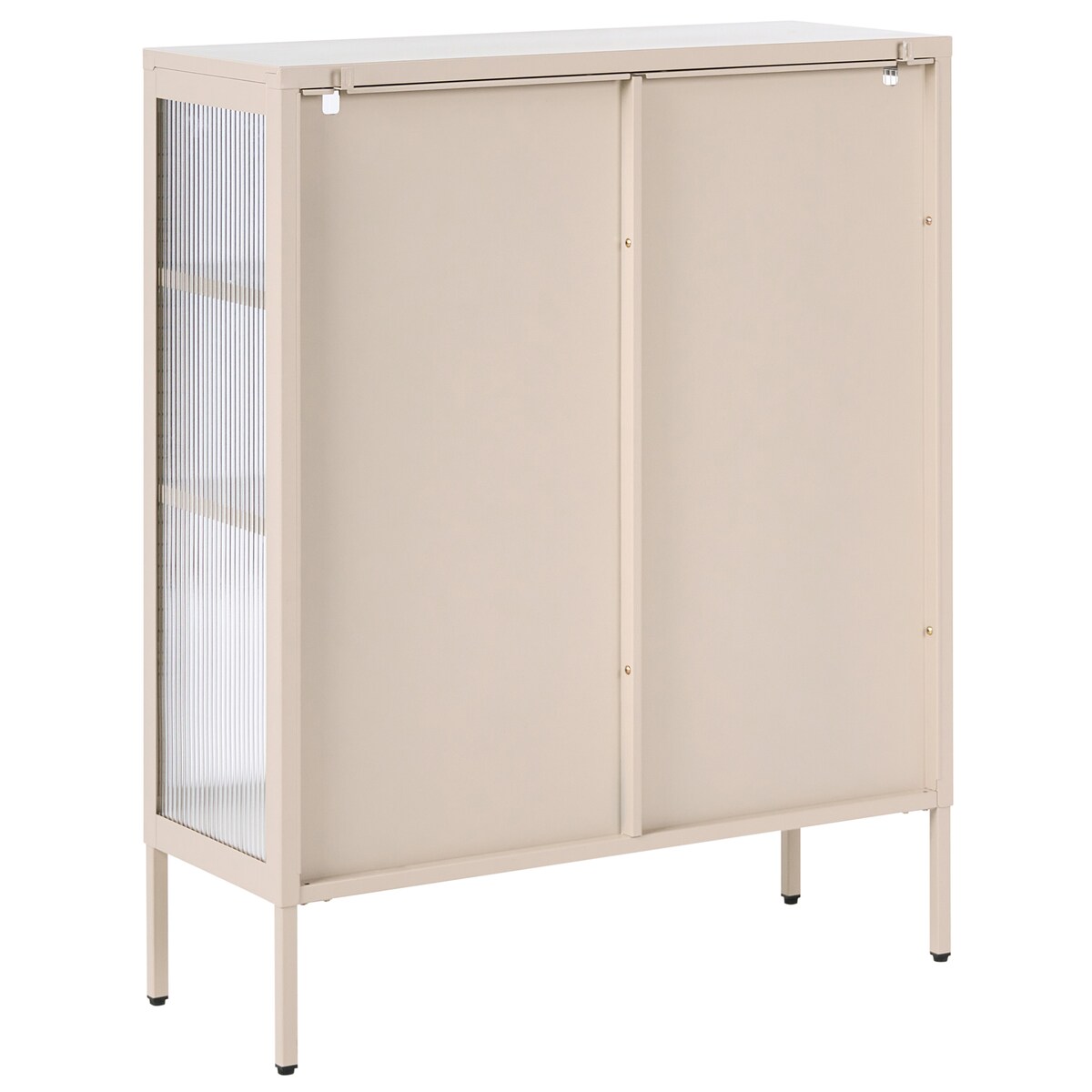Szafka ze szklanymi drzwiami LERRYN Metal 90 cm Beżowy