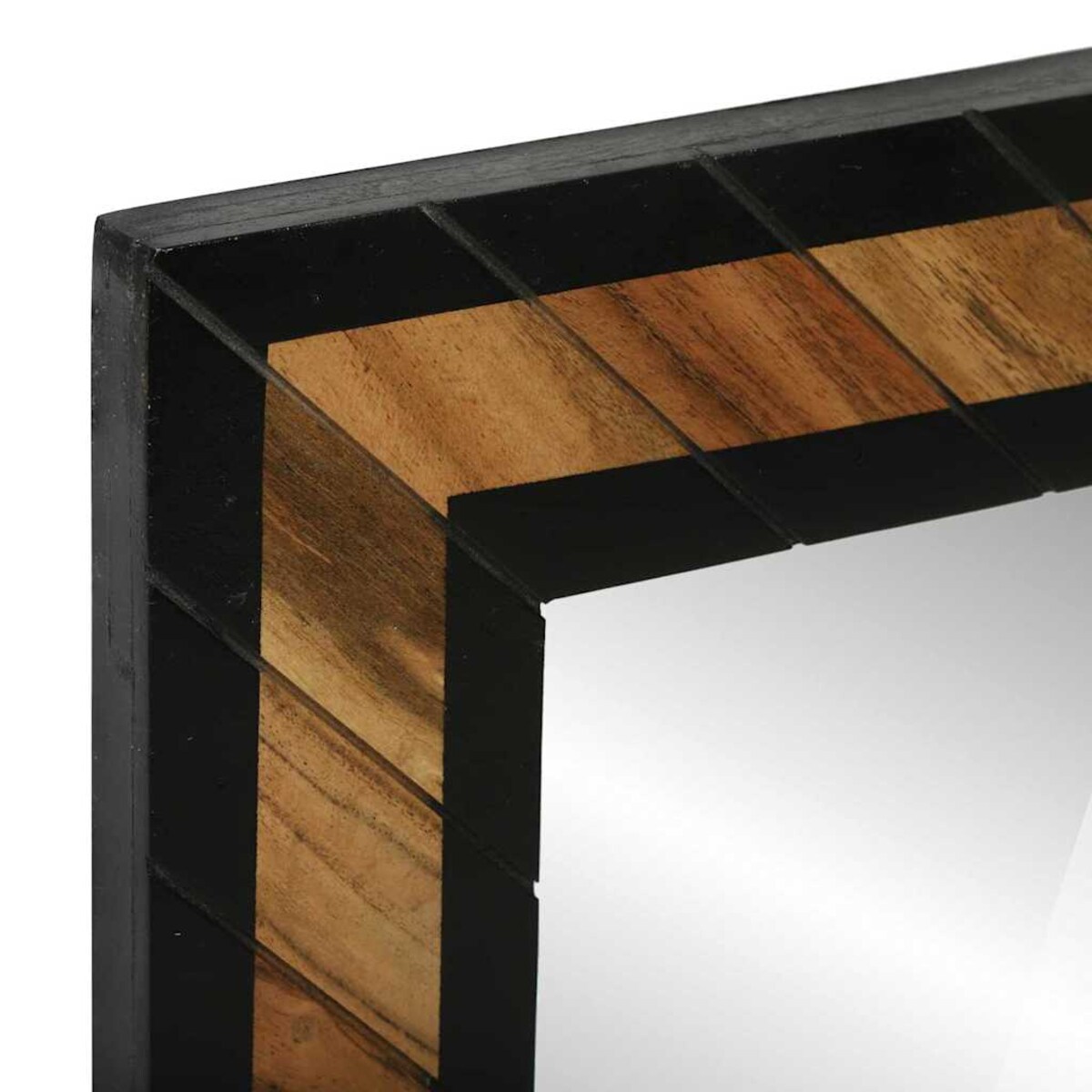 vidaXL Lustro Czarny i Brązowy 70 x 2 x 70 cm Drewno akacjowe