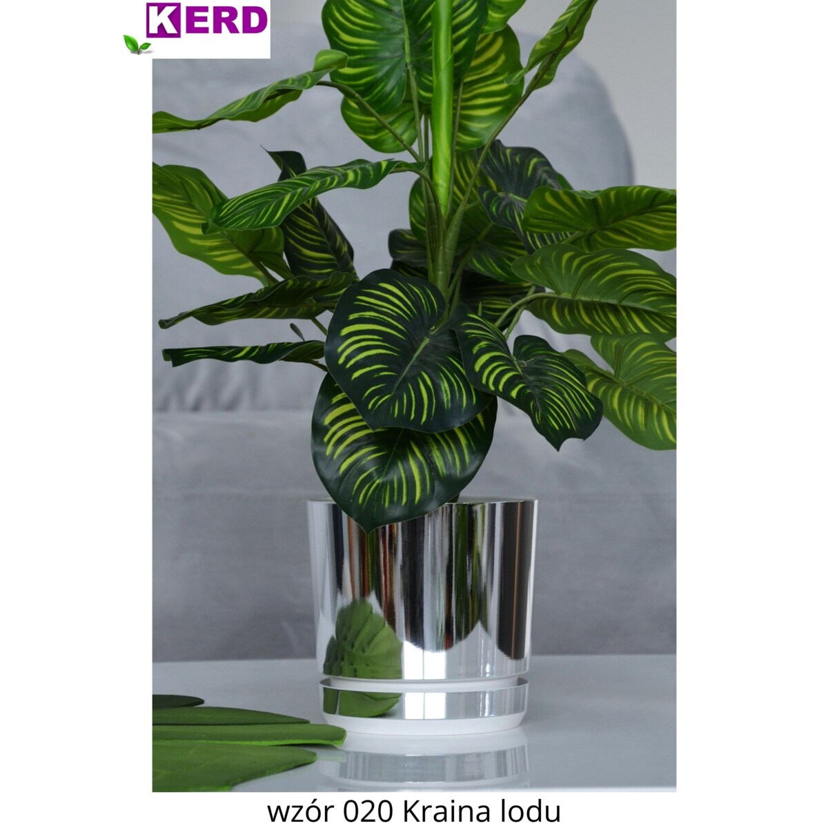 12 cm wzór KRAINA LODU Doniczka z podstawką glamour elegancka efekt lustra wysoki połysk nowoczesna