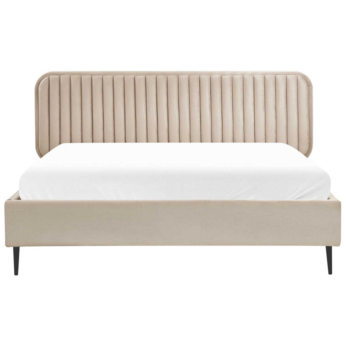 Łóżko welurowe 160 x 200 cm beżowoszare BRIN