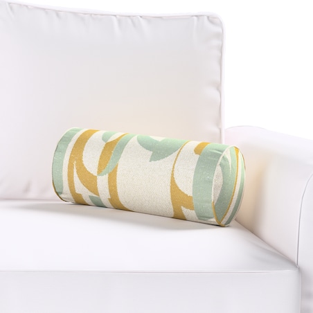 Poduszka wałek prosty, miętowo-żółte wzory na kremowym tle, Ø16 x 40 cm, Cosy Home