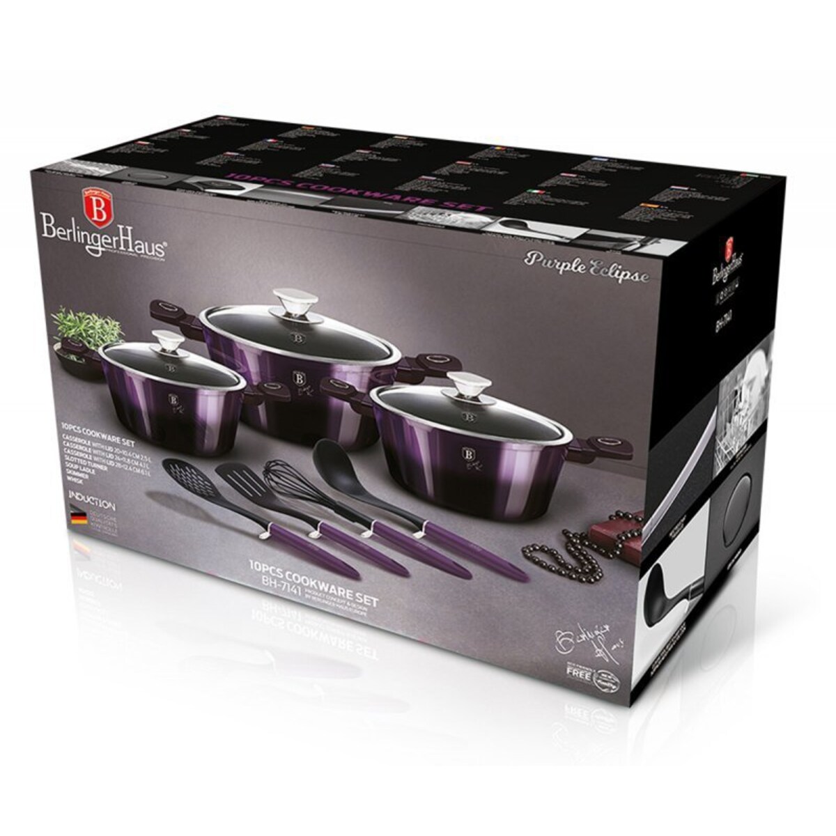 Komplet garnków z powłoką tytanową 10 elementów BERLINGER HAUS Purple Eclipse