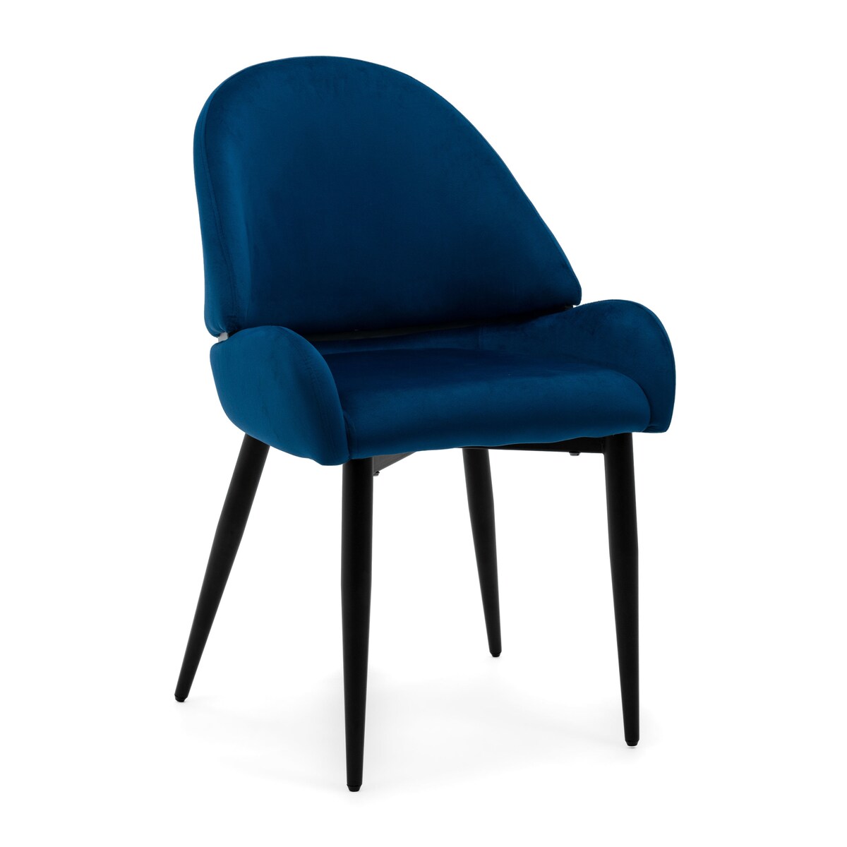Krzesło tapicerowane welurowe do salonu BERGAMO granatowe