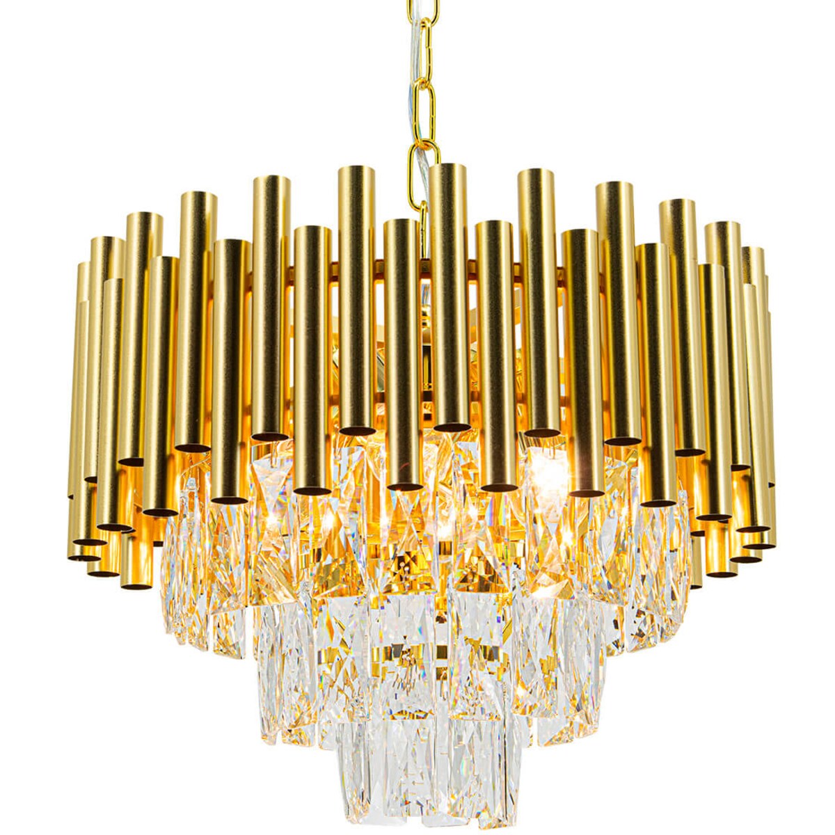 Kryształowa lampa wisząca Bari 6230/4 TR glamour okrągła złota