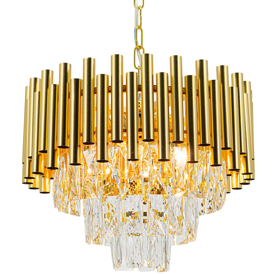 Kryształowa lampa wisząca Bari 6230/4 TR glamour okrągła złota