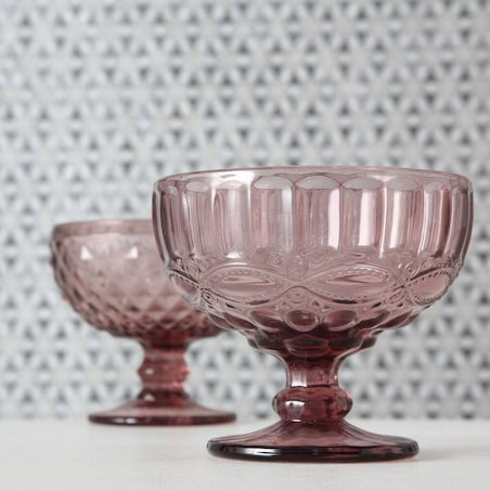 Pucharek do deserów i lodów, różowe szkło, Ø 12 cm