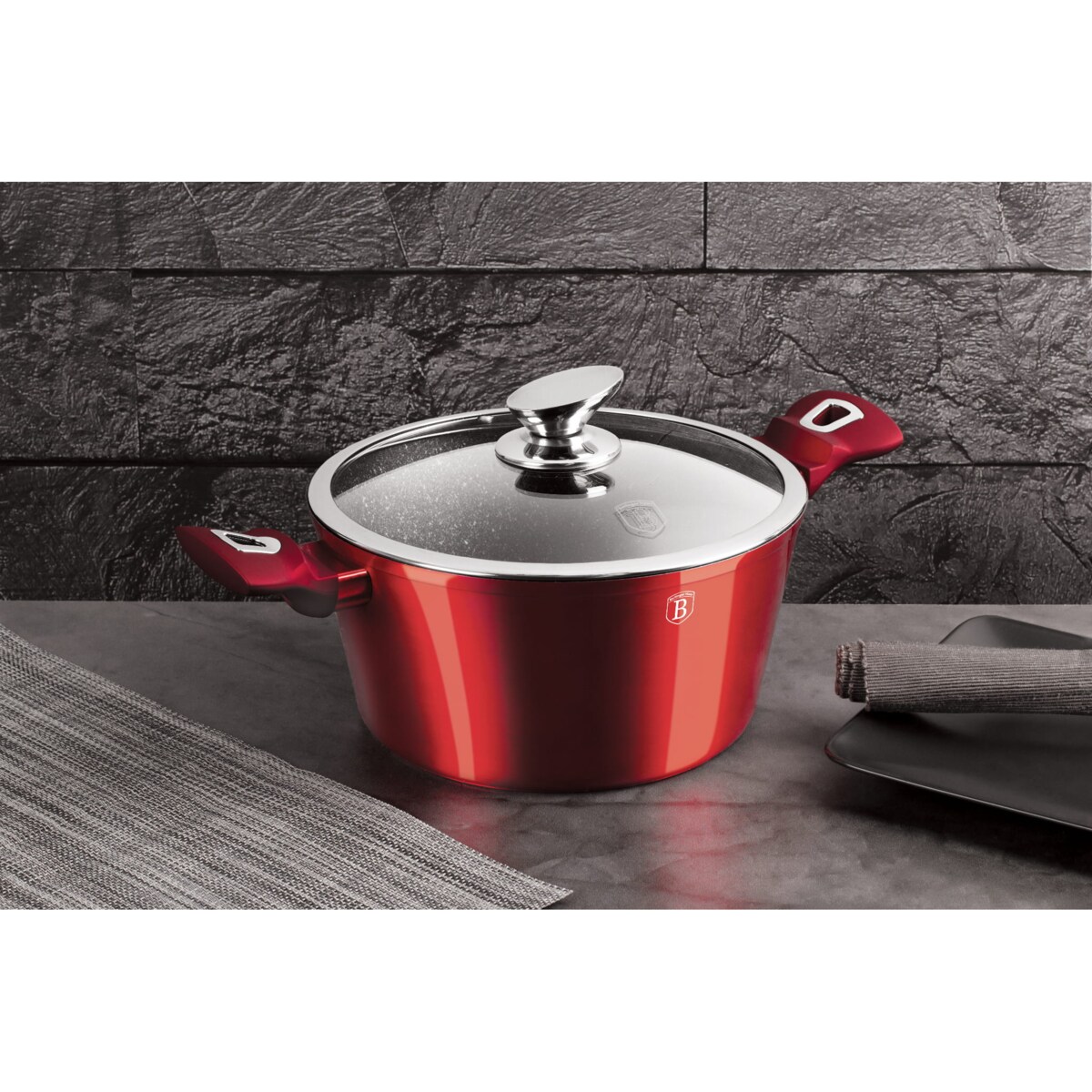 Komplet garnków 3-ele 24cm BERLINGER HAUS Metallic Burgundy