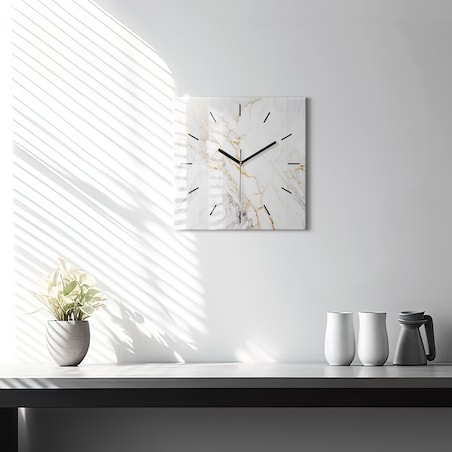 Zegar ścienny Marmur Biało-Złoty, 30x30 cm