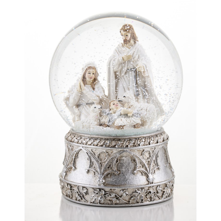 Szklana kula 17x11x11 cm BEBOLITO srebrna dekoracja