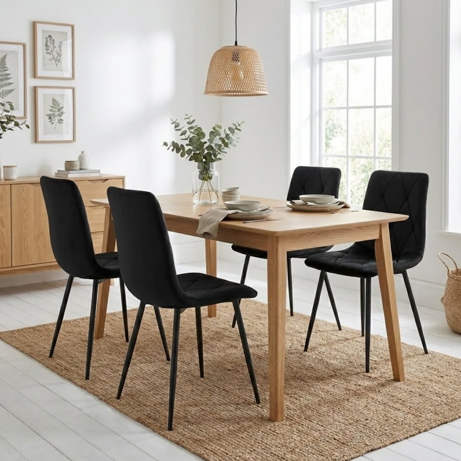 Krzesło tapicerowane welurowe do salonu kuchni jadalni czarne velvet loft