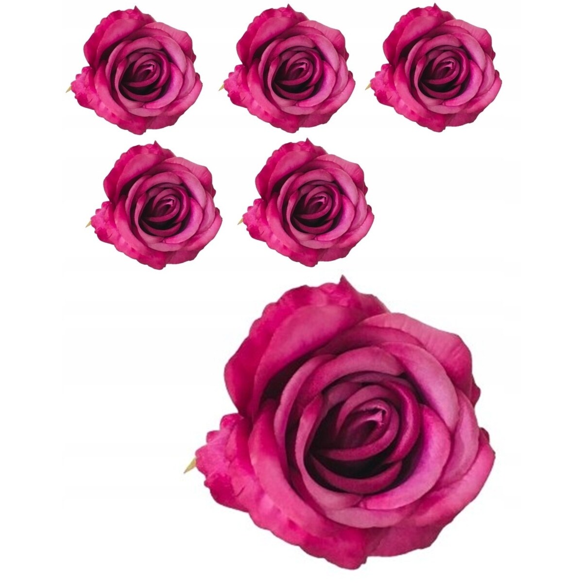 6x Róża sztuczna wyrobowa do wiązanek główka pąk cmentarz kwiaty róże duże