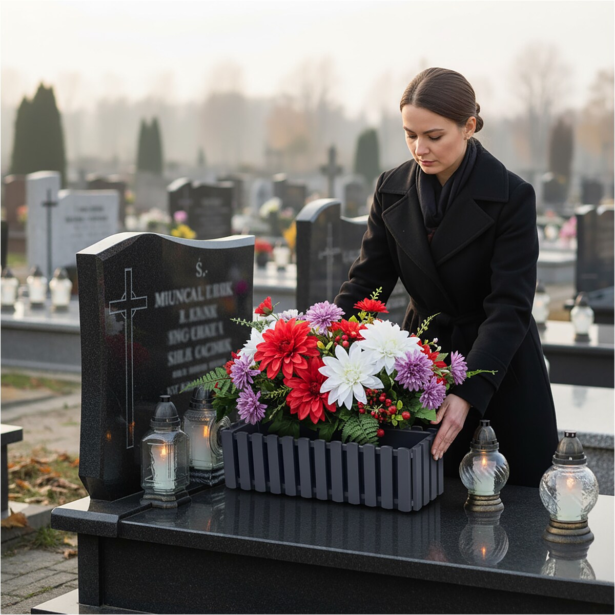 Donica Na Cmentarz Skrzynka Korytko Doniczka Na Wszystkich Świętych Boardee Fence 58 Cm