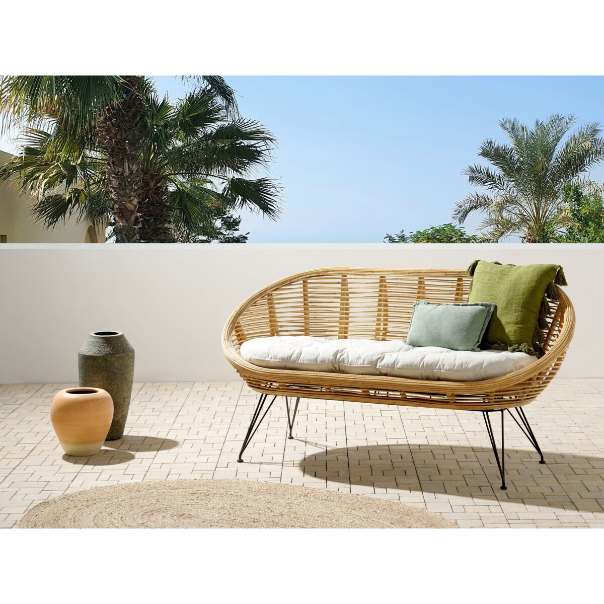 Sofa ogrodowa dla 2 osób MARATEA Rattan Naturalny