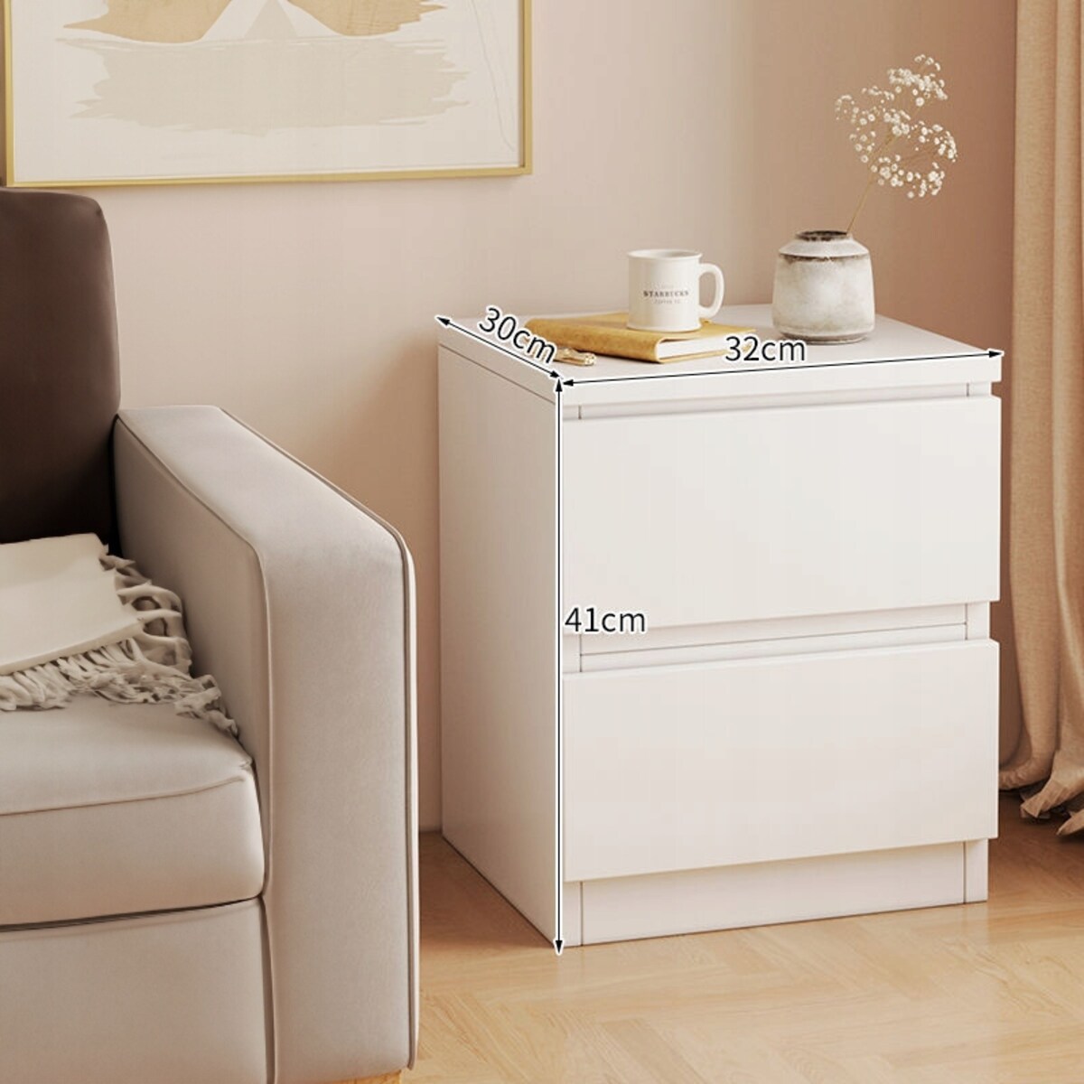 Szafka nocna do sypialni salonu pokoju szafka z szufladami biała loft