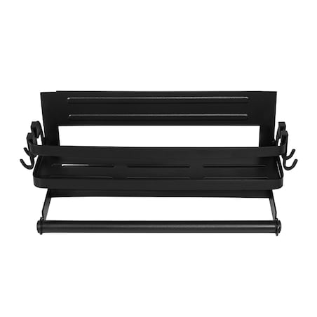 Półka na przyprawy kuchenna z uchwytem na ręcznik papierowy czarna