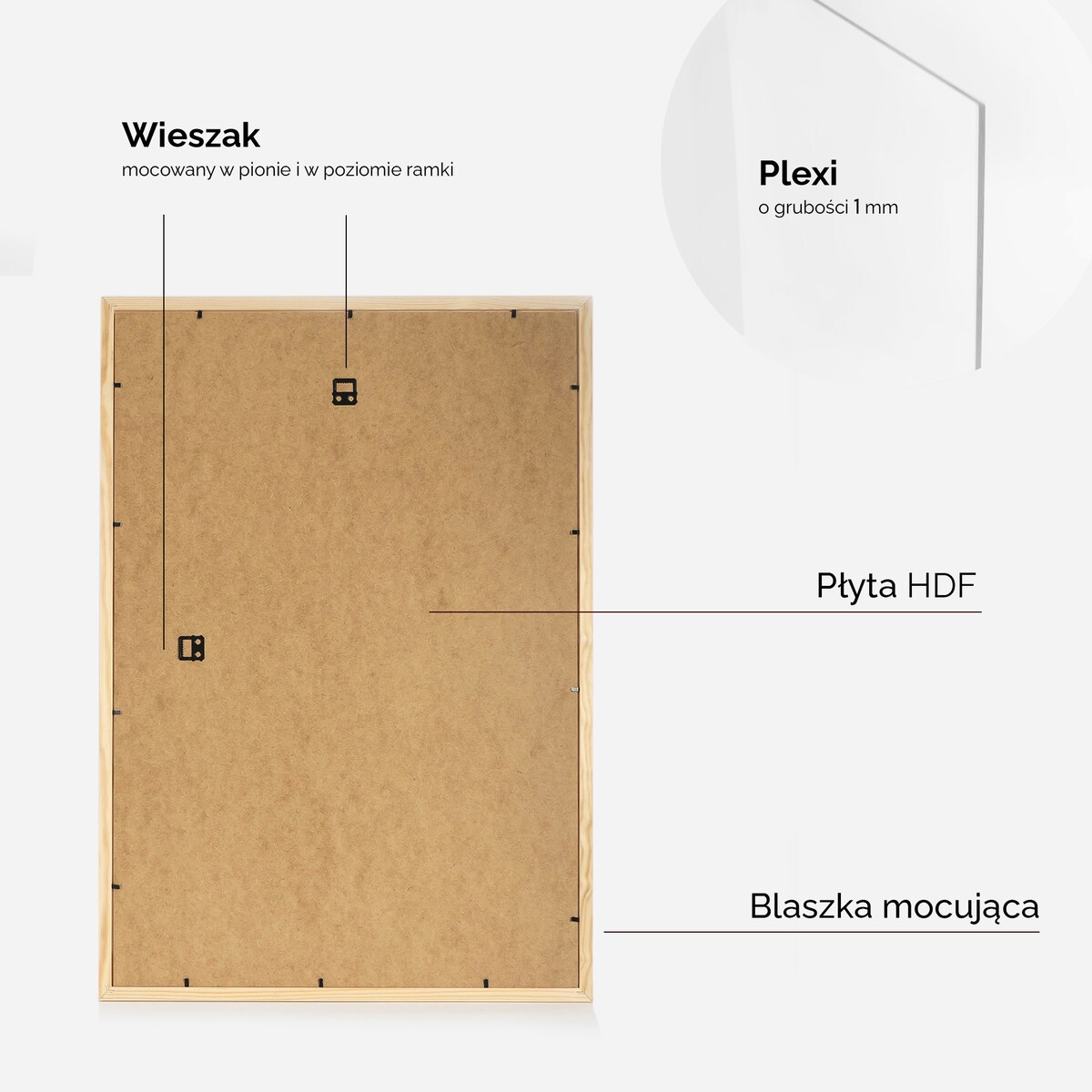Ramka na zdjęcia 40x60 cm ramka z drewna surowego pion poziom ramka prostokątna RAW DIY