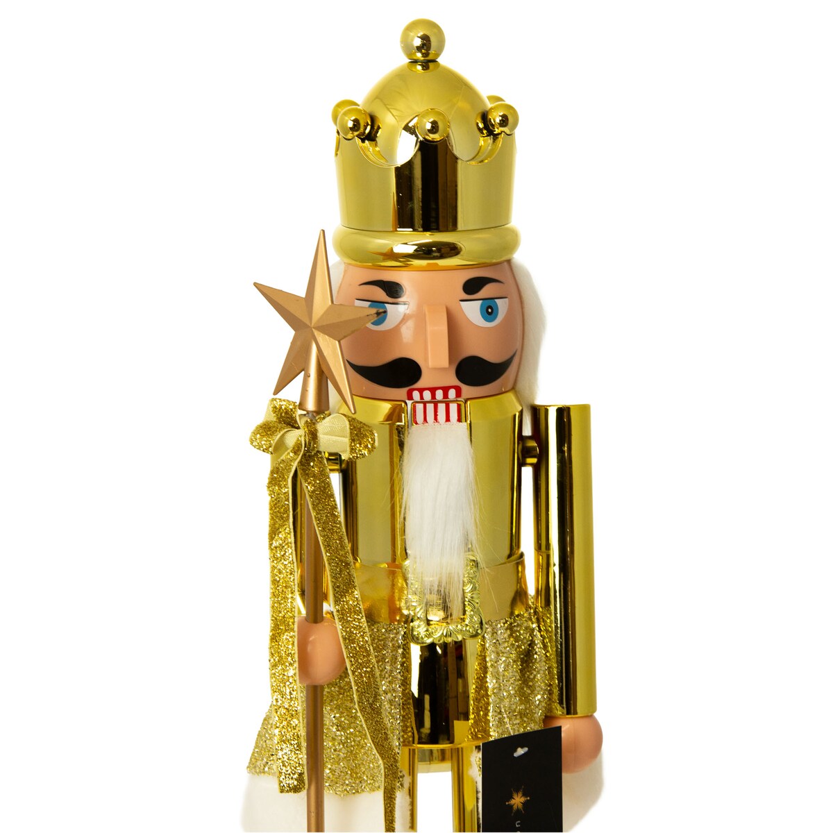 Figurka Dziadek Do Orzechów 60 Cm Boże Narodzenie Złoty Czapka Z Bombką
