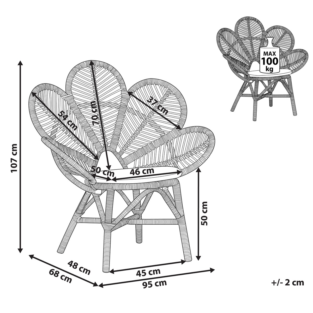 Fotel paw FLORENTINE Rattan Naturalny