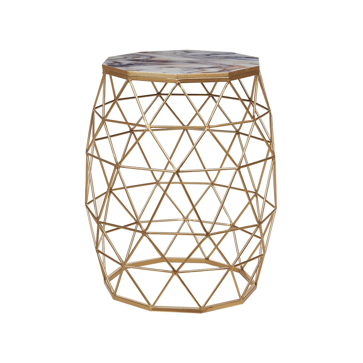 Stolik pomocniczy efekt marmuru ze złotym HALSEY