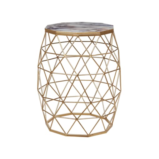 Stolik pomocniczy efekt marmuru ze złotym HALSEY