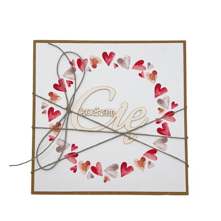 Wyjątkowa kartka ręcznie robiona na walentynki - walentynka z sercem - Kocham Cię