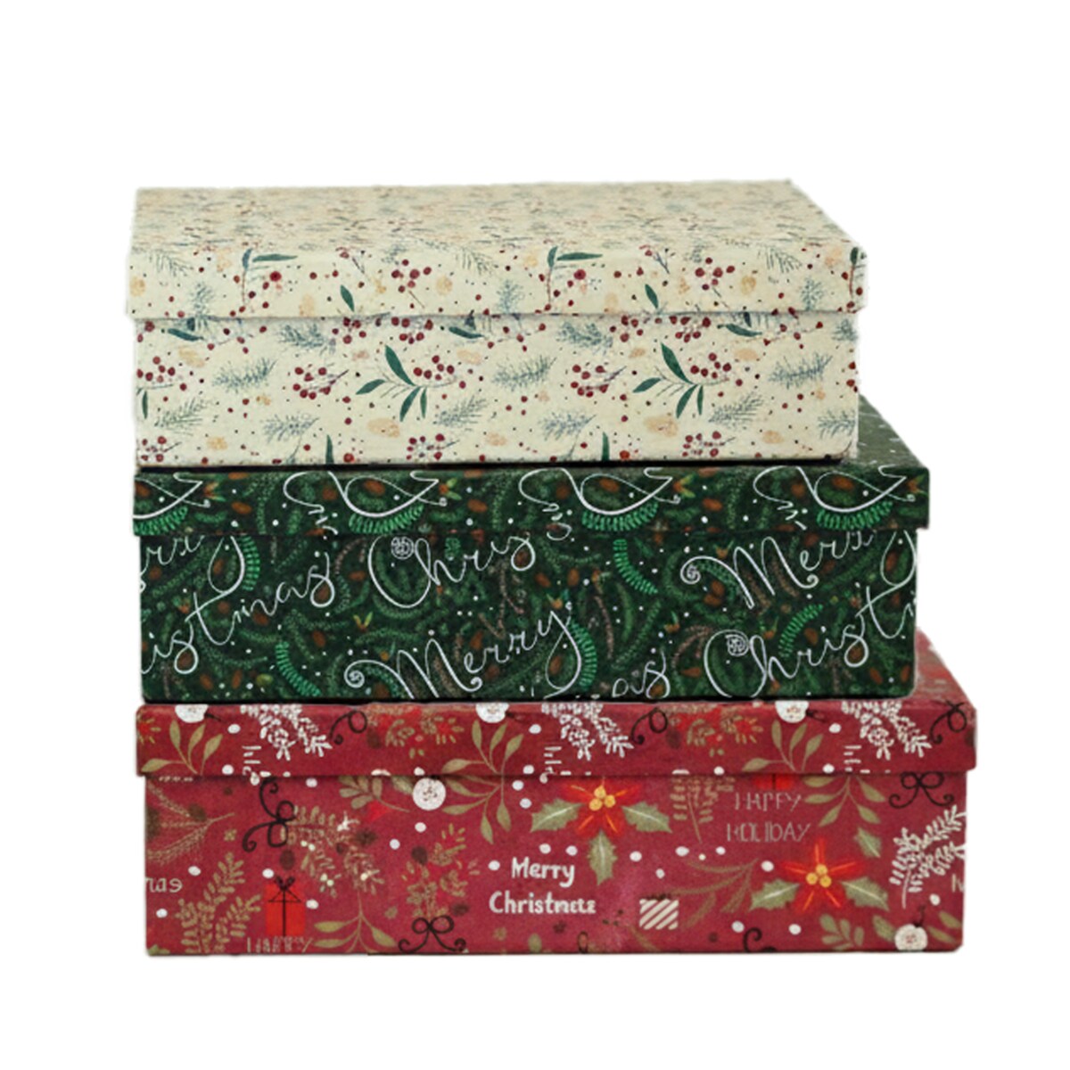 Pudełka Na Prezent Zestaw Pudełek Świąteczne 3 Rozmiary Kolorowe