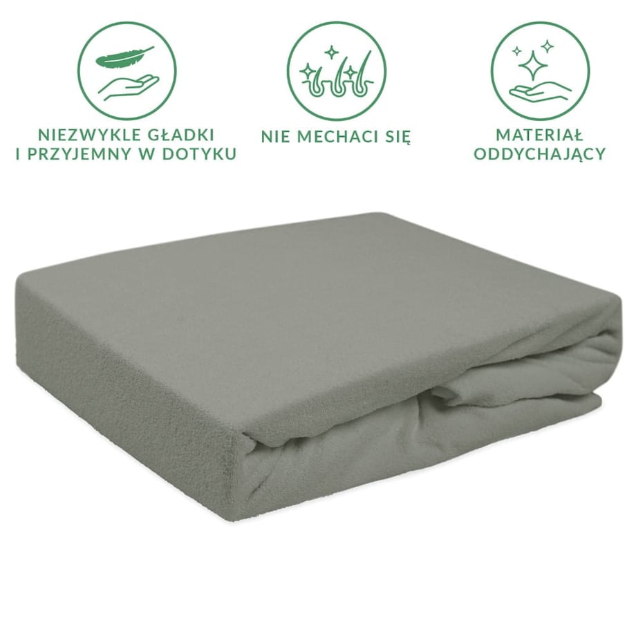 Prześcieradło z bawełny frotte z gumką 140x200 kolor szary PREMIUM