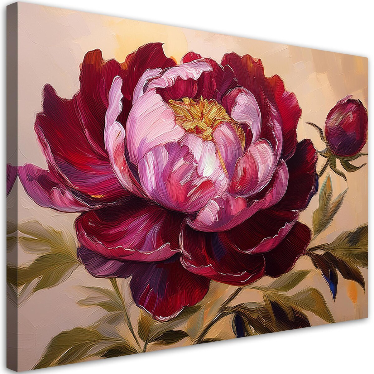 Obrazy do salonu nowoczesne Kwiat Piownia Czerwony Malowany 100x70