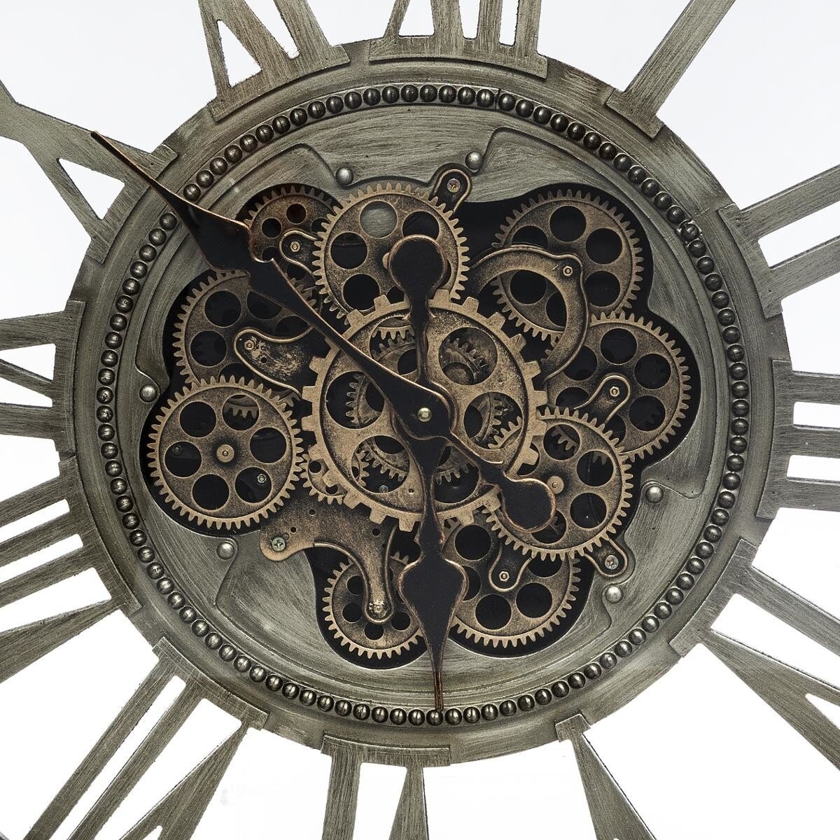 Okrągły zegar ścienny z metalu, Ø 80 cm, widoczny mechanizm