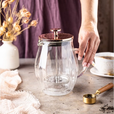 Zaparzacz do kawy herbaty 0.60L French Press różowe złoto KLAUSBERG