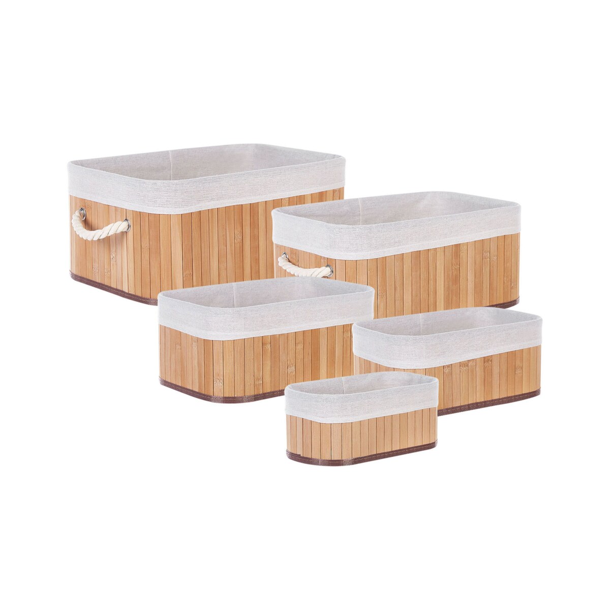 Zestaw 5 koszy bambusowych jasne drewno TALPE
