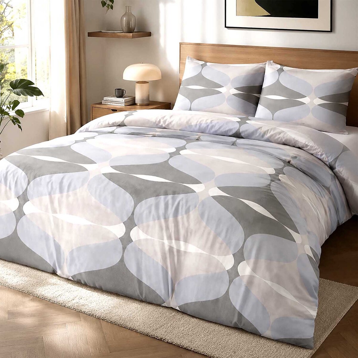 Poszewka dekoracyjna bawełniana 40x40 Forma Stone szara w geometryczny wzór, Cottonlove, Darymex