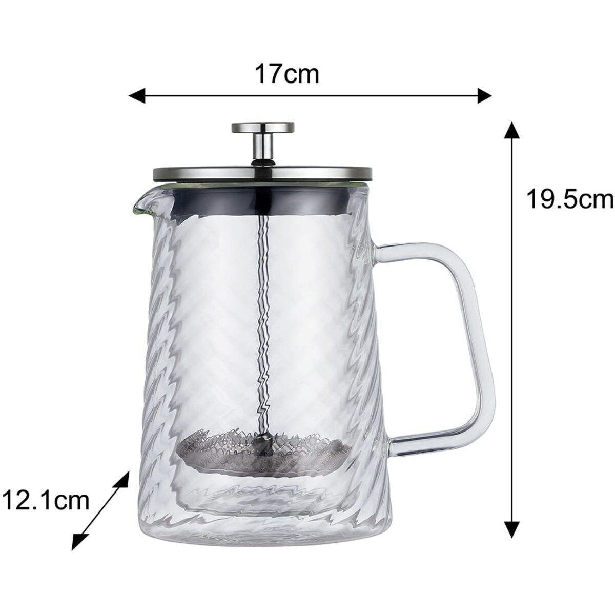Zaparzacz do kawy herbaty szklany 600ml French Press srebrny KLAUSBERG