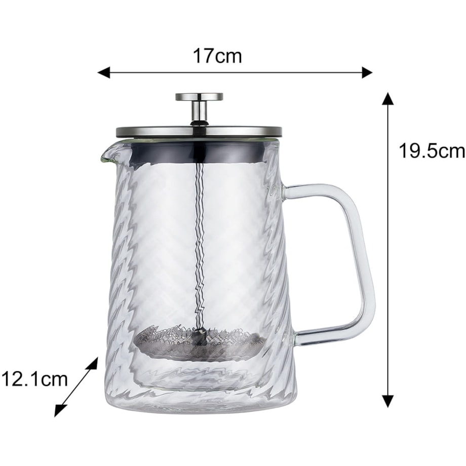 Zaparzacz do kawy herbaty szklany 600ml French Press srebrny KLAUSBERG