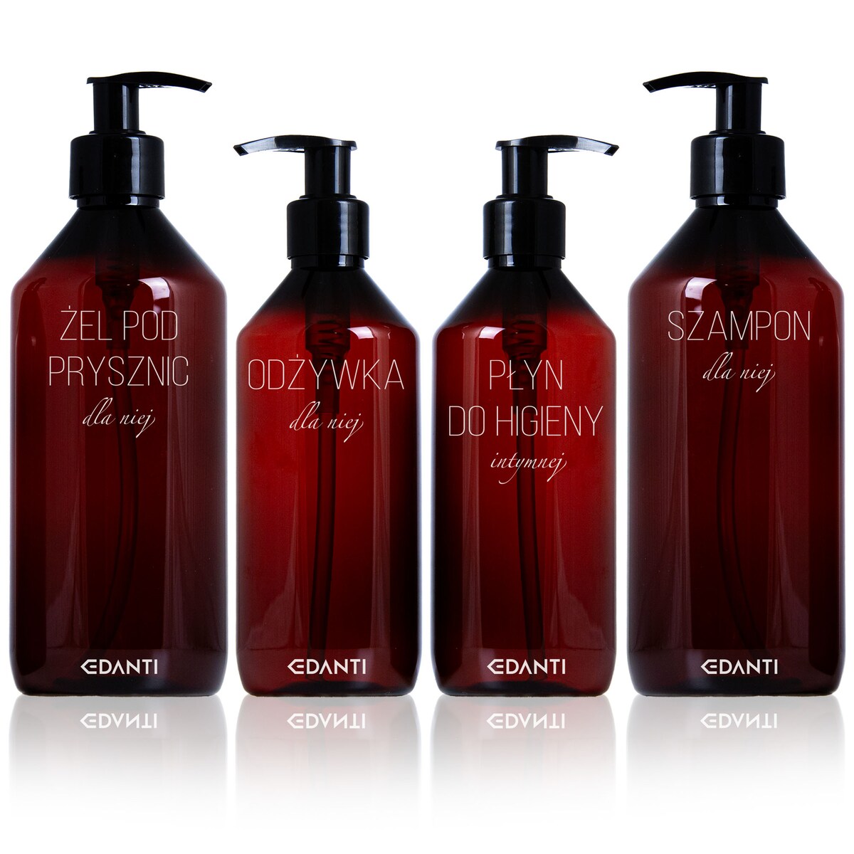 4X Dozownik Z Pompką Butelka Do Szamponu Żelu Pod Prysznic Zestaw Dla Niej Do Łazienki