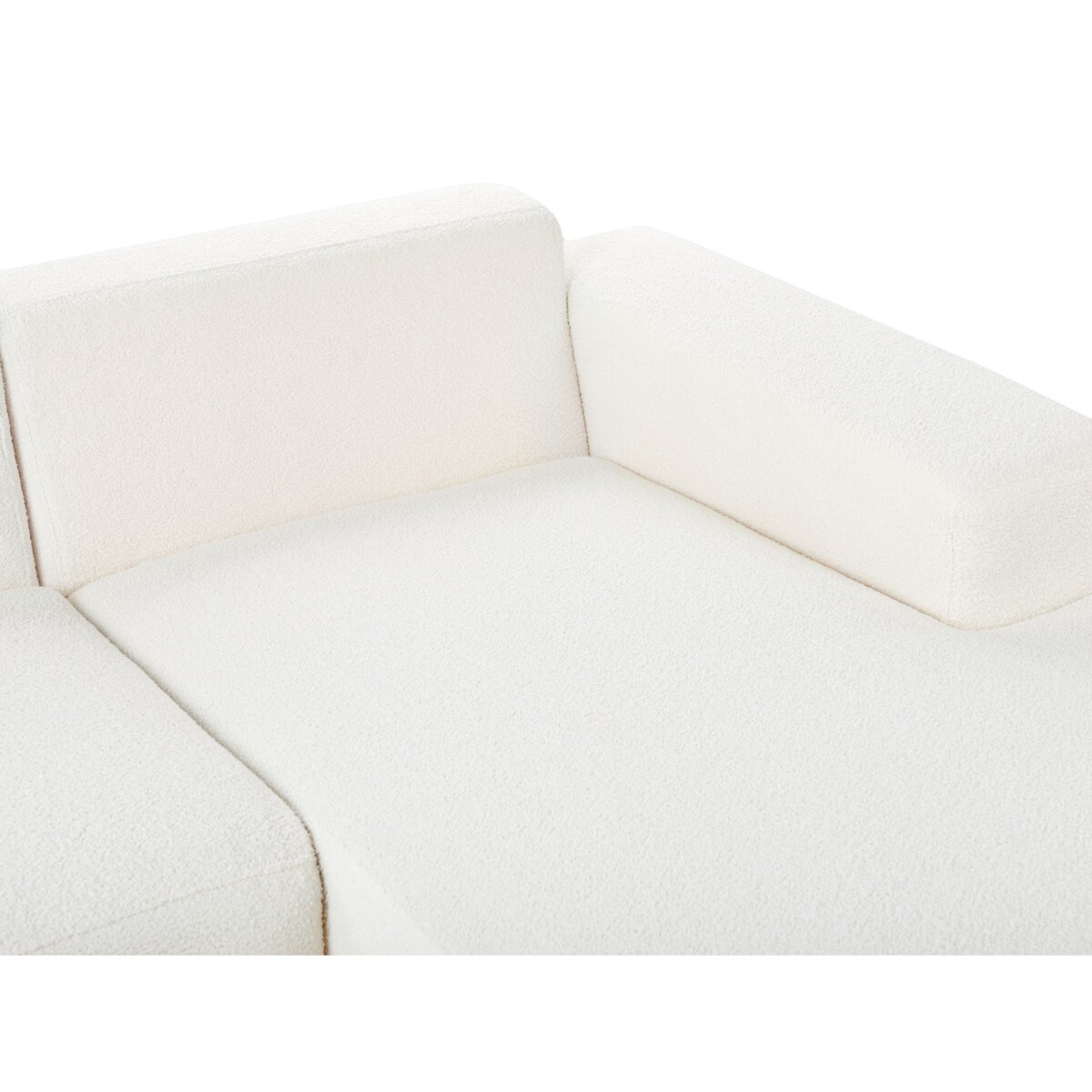 Narożnik LUNGO Boucle Biały dla 4 osób Lewostronny