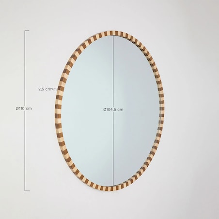 Okrągłe lustro z drewna dębowego Sapeira Ø110 cm