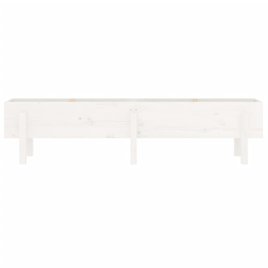 vidaXL Donica ogrodowa na nóżkach, biała, 160x30x38 cm, drewno sosnowe