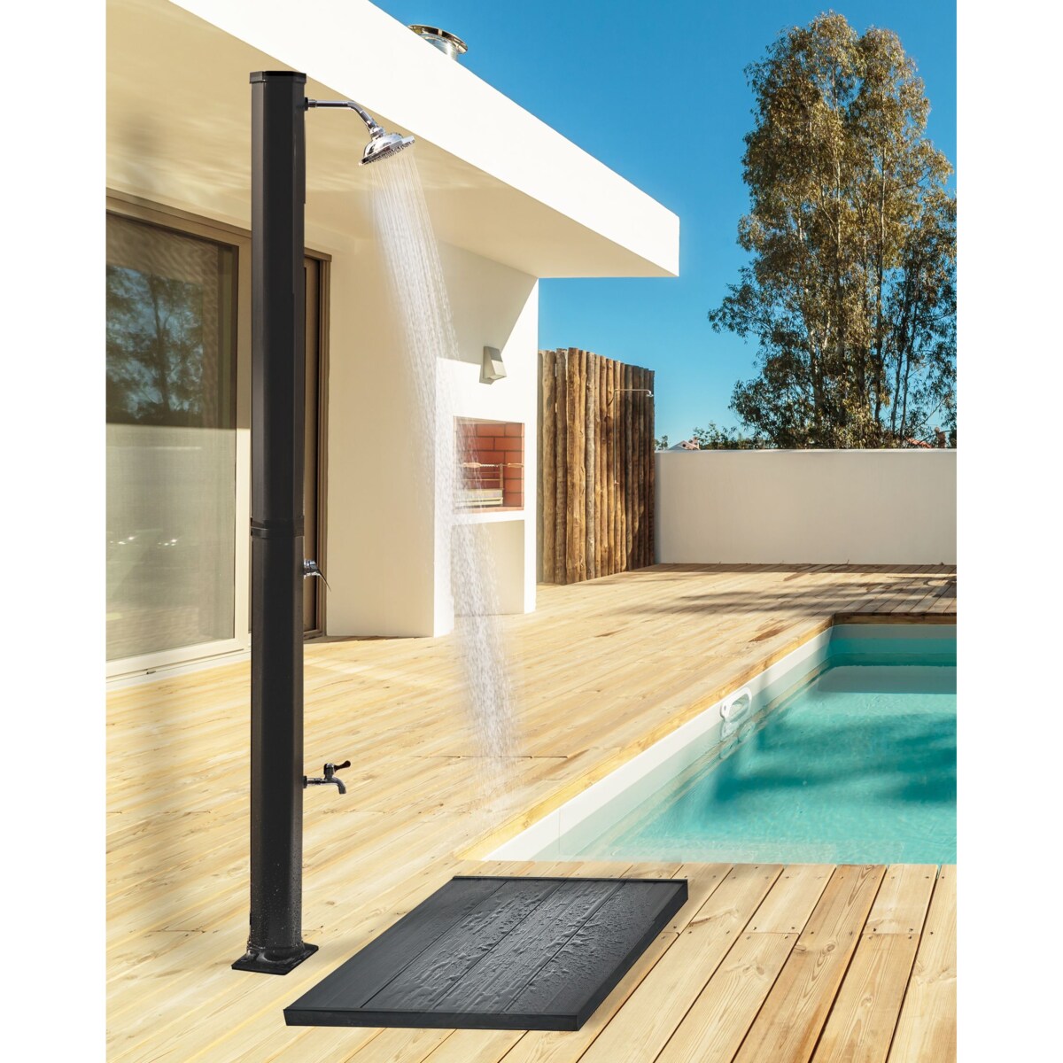 Prysznic ogrodowy solarny wolnostojący TOPOCALMA Czarny