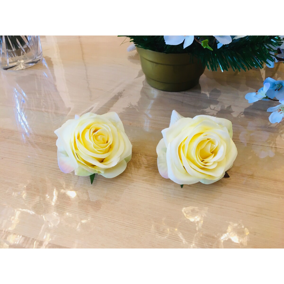 RÓŻA SZTUCZNA główka kwiatowa wyrobowa do STROIKA bukietu dekoracji ŻÓŁTA