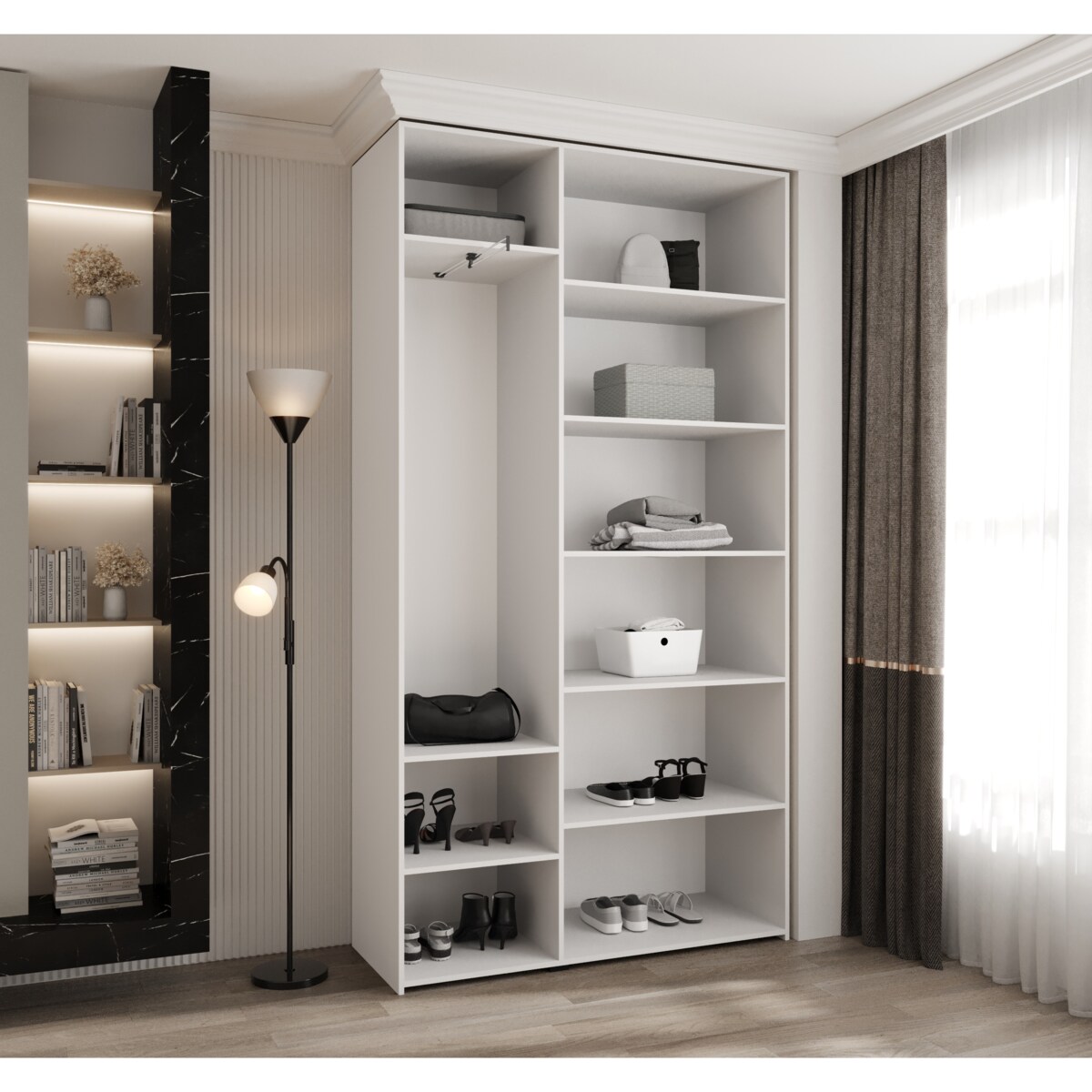 Szafa trzydrzwiowa Como 2 130 gł.40 biały+czarny