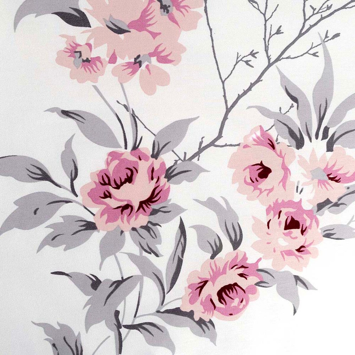 Pościel satyna bawełniana 200x220 Exclusive Gardenya biała w wiosenne różowe i niebieskie kwiaty